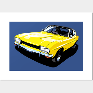 British Ford Capri in yellow Posters and Art